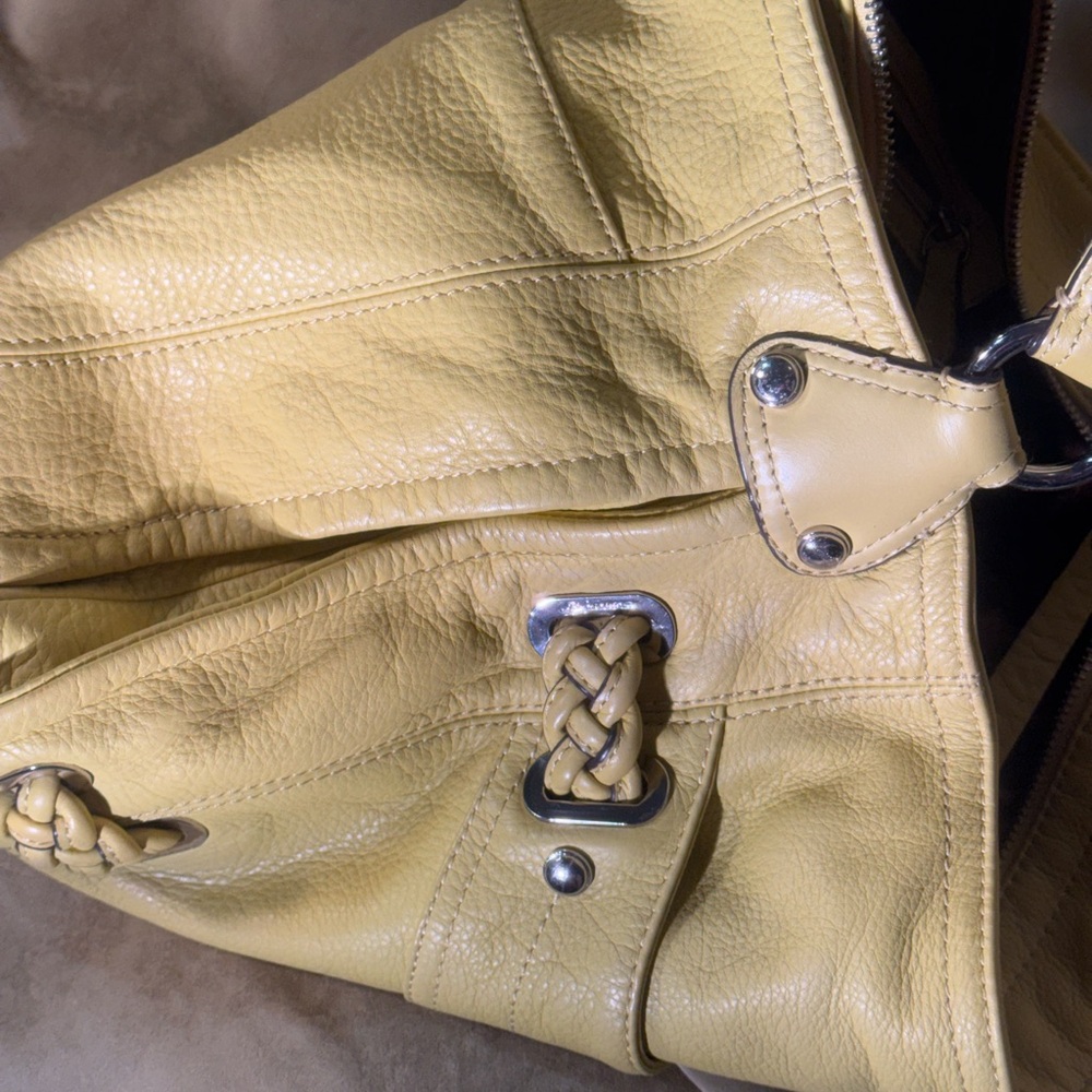 B. Makowsky Yellow Leather Hobo Shoulder Bag - Picture 7 of 13